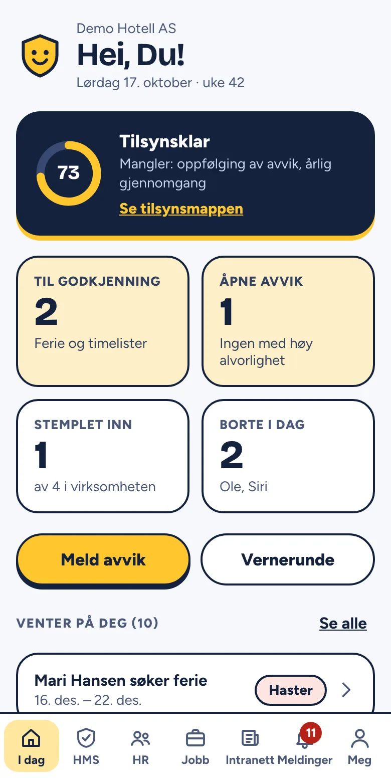 Verner åpnet som app fra hjemskjermen på en mobil