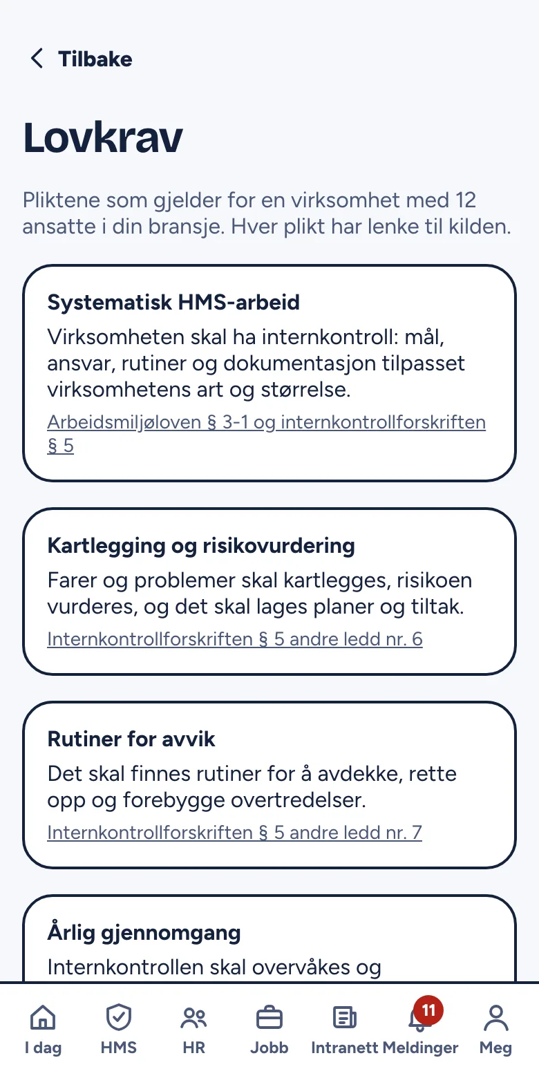 Lovkrav med plikter og lenker til kilden