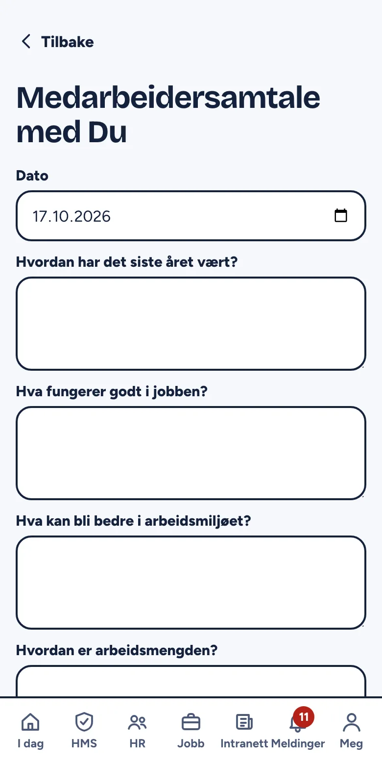 Skjema for referat fra medarbeidersamtale