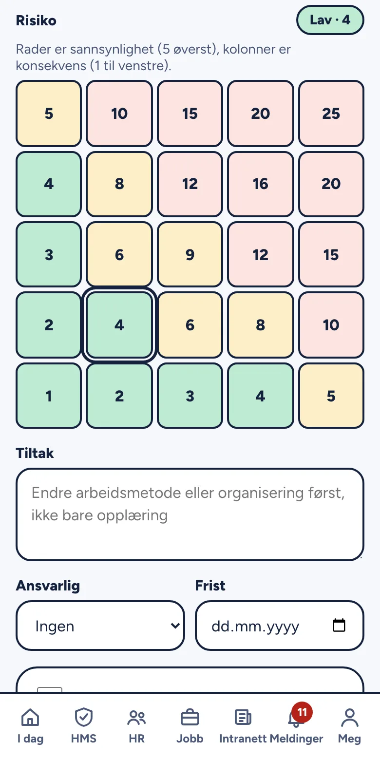 En risikovurdering med 5×5-risikomatrisen og tiltak