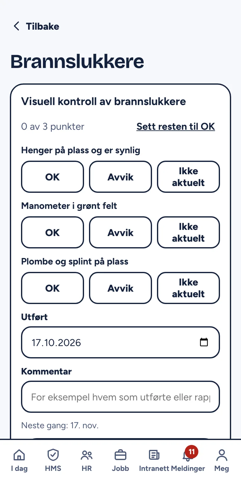 Gjennomføring av en kontroll med sjekkpunkter